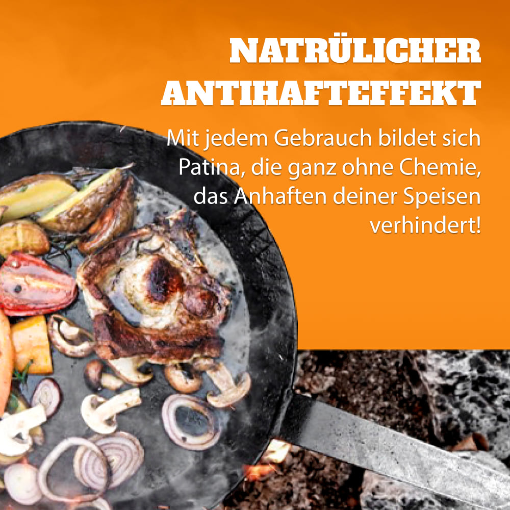 Schmiedeeisenpfanne 20 & 28cm + Griff Set